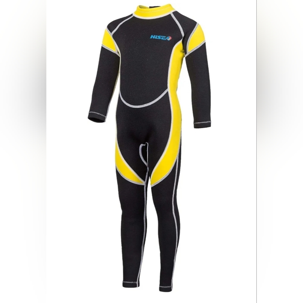 NWOT Hisea Wetsuit Scuba Donkey Kids Size 12 Yellow & Black 2.5 mm Neoprene
